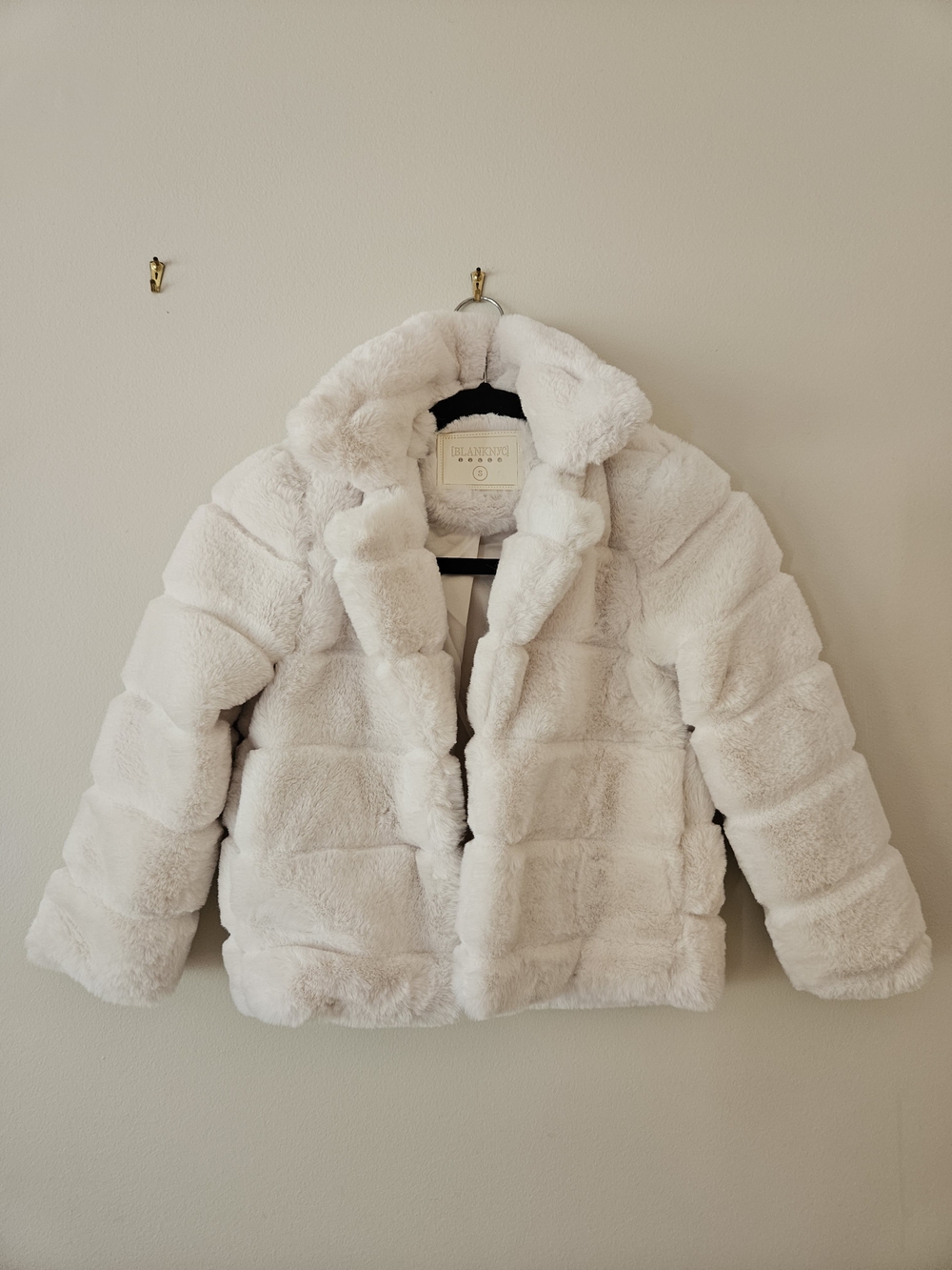 NEW - Kids BLANKNYC Kids Quilted Faux Fur Cream Jacket